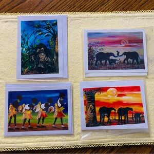 Vibrant African Wildlife and Culture Art Card Prints